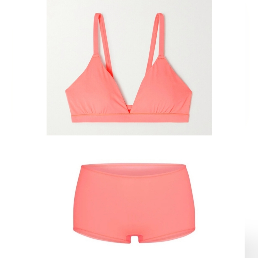NWT SKIMS FITS EVERYBODY TRIANGLE BRA & BOYSHORTS SET IN SORBET